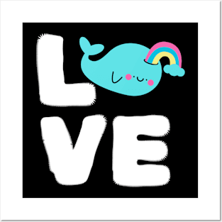 Love Rainbow Whale Posters and Art